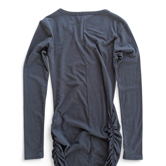 James Perse Black Skinny Sheath Ruched Midi Dress Sz S - Picture 6 of 7